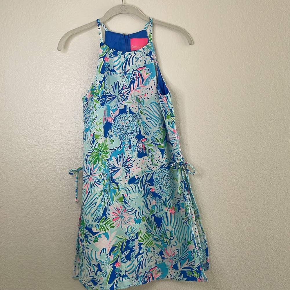 NWT Lilly Pulitzer Blue and Green Floral Romper size 00 - Picture 2 of 11